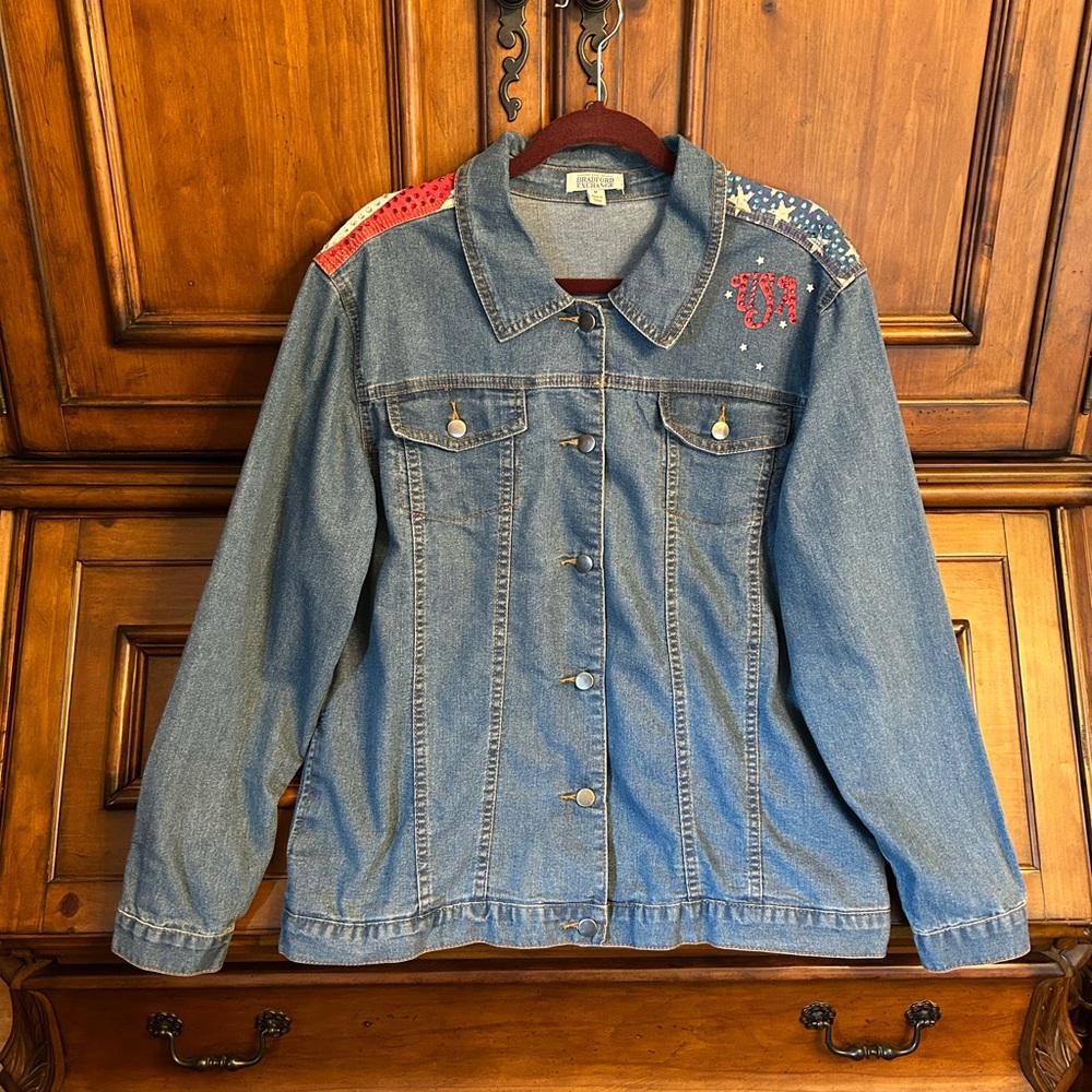 Vtg Bradford Exchange Patriotic Denim Jacket Size Medium - Picture 10 of 12